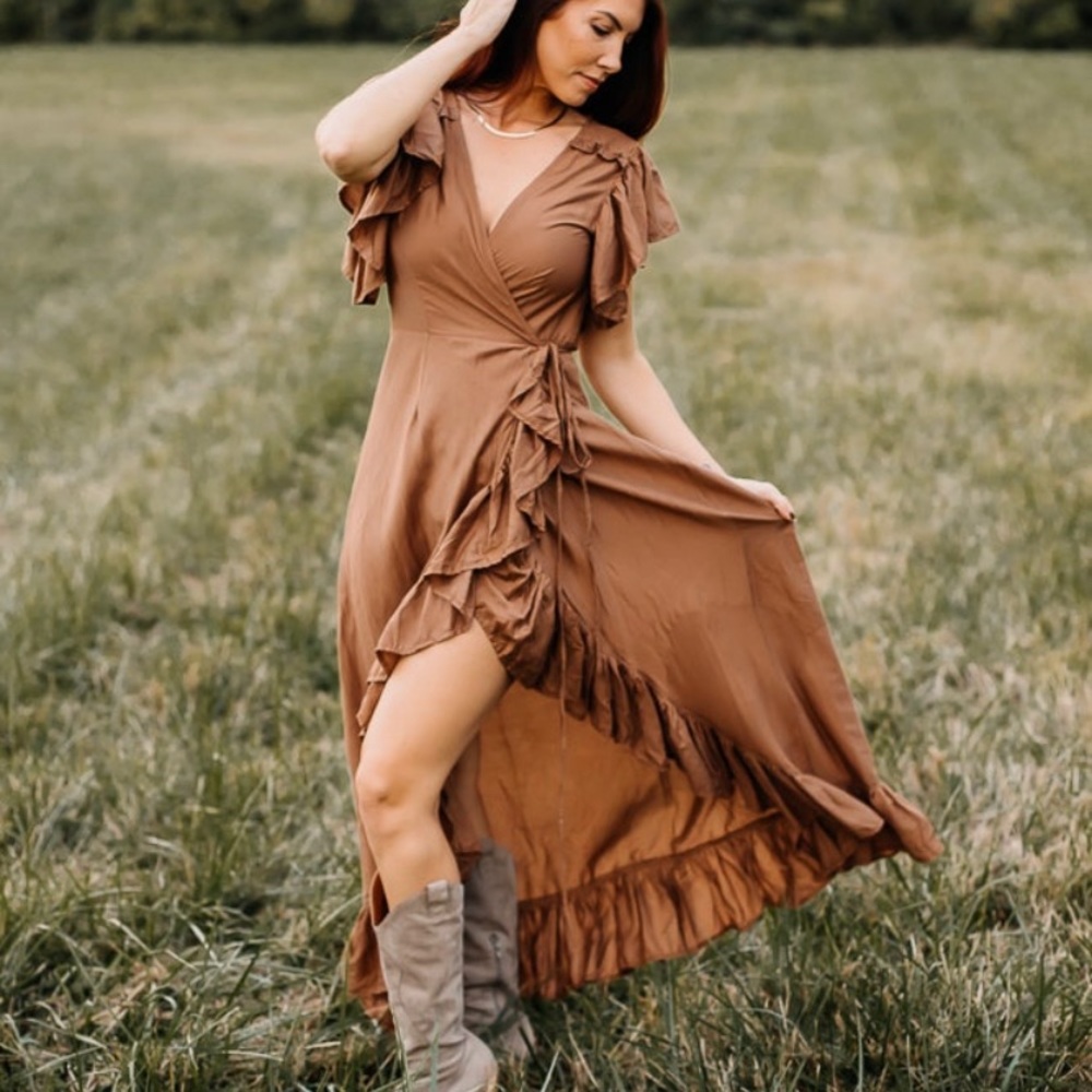 Brown wrap maxi